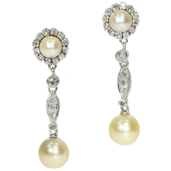 Timeless Twinkle: Vintage Pearl and Diamond Ear Drops